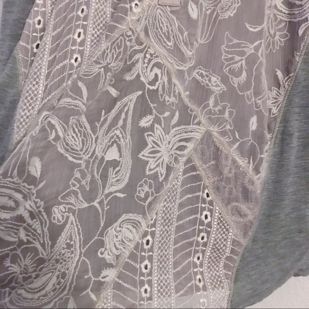 Anthropologie Tiny lace sequin dolman sleeve top - Picture 3 of 7